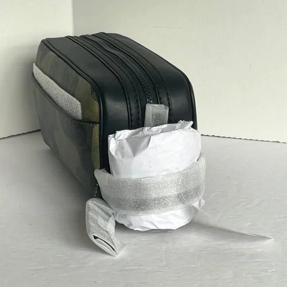 Coach Small Travel Kit Camo Print CM034 Signature Canvas Dopp Bag Toiletry Green - Picture 7 of 8